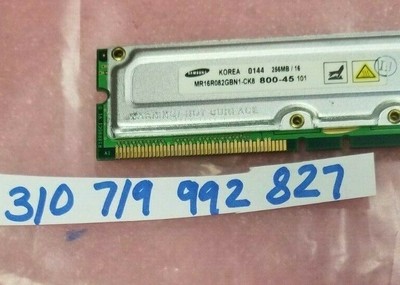 256MB    RAMBUS  RIMM  800-45  184PIN  DIMM  NON-ECC NON-REG DUAL RANK 16X8 