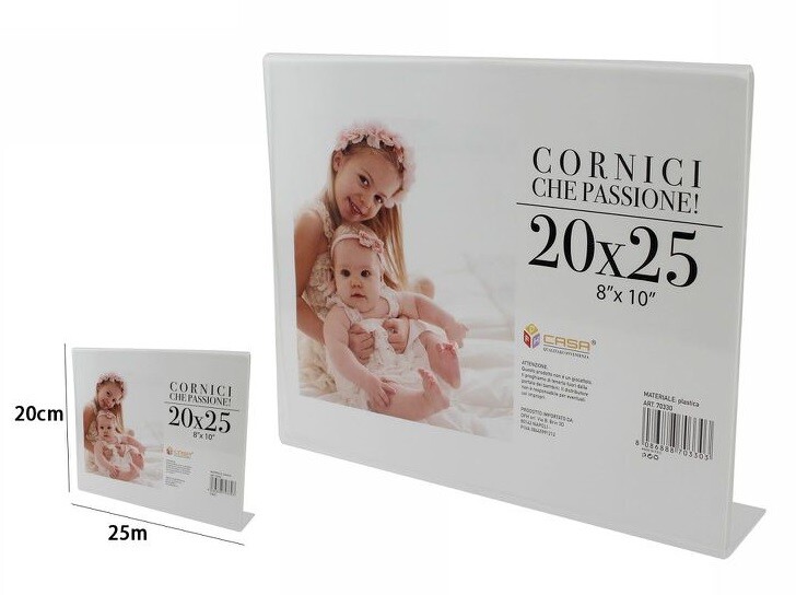 Cornice Portafoto Porta Foto Fotografie Acrilico Orizzontale Stand 20x25cm dfh
