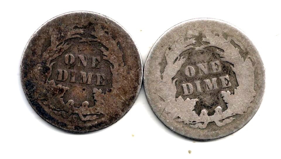 1890 P S Year Set PS Seated Liberty Dimes 90% Silver