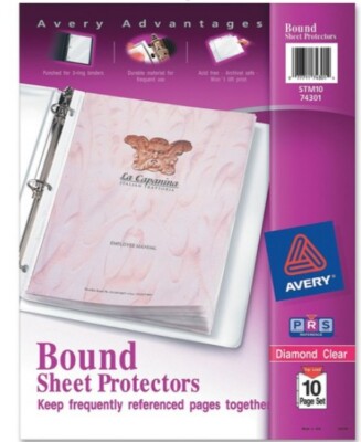 Avery 74301 Bound Sheet Protectors Diamond Clear 10 Page Set