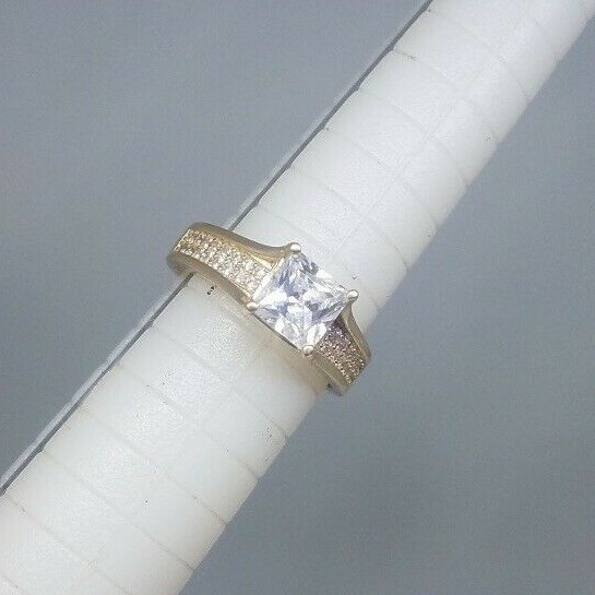 Pre-owned Handmade Gold 14k Princess Ring Yellow Cz Carat Engagement 4g Fine Jewelry Size 7 6 8