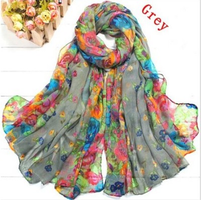 2017 Outdoor BeachWomen Candy Long Crinkle Soft Scarf Wrap Wraps Shawl Grey c24