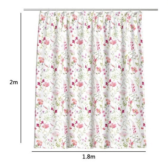 Tenda Doccia AntiMuffa Impermeabile 180x200cm Con Anelli Bagno Fiori dfh