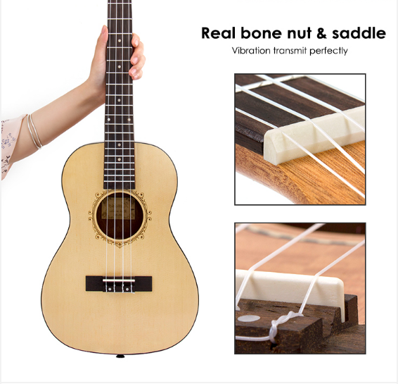 Guitar Ukulele Hawaiian Bariton Musical Instrument 4 Bag Strings 30 Inch Concert