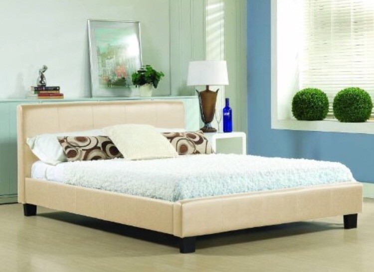 Faux leather cream double bed frame in Consett, County Durham Gumtree