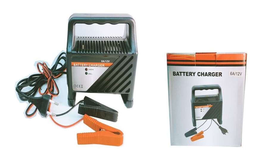 Caricabatterie Auto Moto 6 12v 6a Con Pinze Per Auto E Moto Avviatore cir