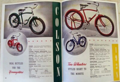 classic bicycle 1938 Colson VEHICLES FOR CHILDREN catalog of ANTIQUE BIKES