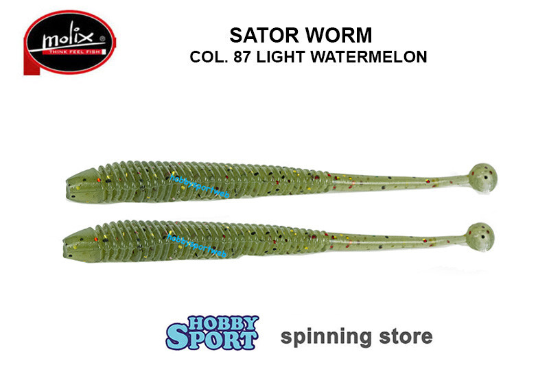 MOLIX SATOR WORM 2,5" COL. 87 LIGHT WATERMELON SPINNING  ROCK FISHING 15 PZ