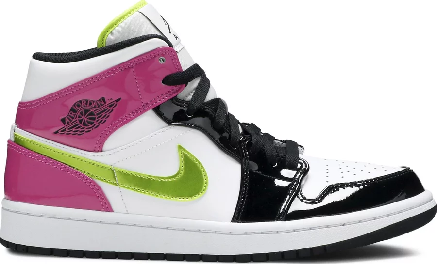 

Мужские кроссовки Nike Air Jordan 1 Mid SE White Cyber Green Fuchsia Purple CZ9834-100 11, Multicolor, Nike Air Jordan 1