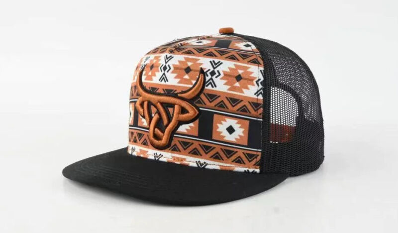 Lost Calf 3D Logo Aztec Black Print - Hats Cap - Xipe Flat