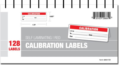 Calibration Labels - Self Laminating with Spiral Bound Cover Red