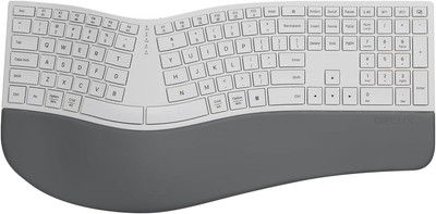 DeLUX Full Size Wireless Ergonomic Split Keyboard Palm Rest BT 2.4G Rechargeable
