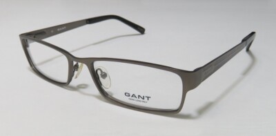 GANT G Randle SGUN Satin Gunmetal Rectangle Metal Eyeglasses Frame 55-17-140 RX