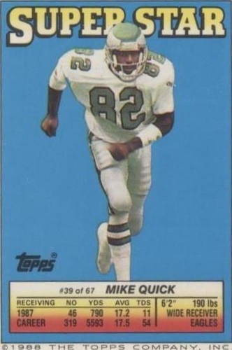 1988 Topps Super Star Sticker Back Cards Marcus Allen Mike Quick #39