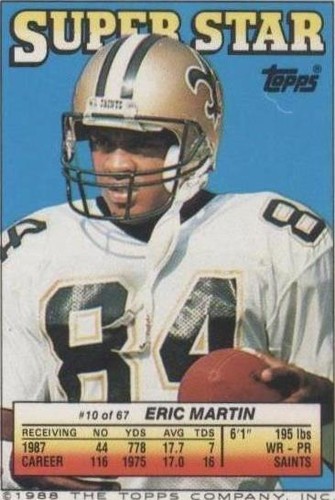 1988 Topps Super Star Sticker Back Cards Dan Marino Eric Martin #10