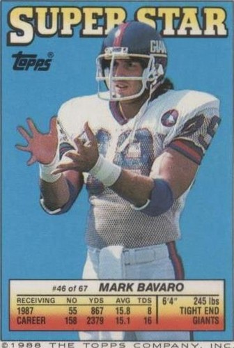1988 Topps Super Star Sticker Back Cards Dan Marino Mark Bavaro #46