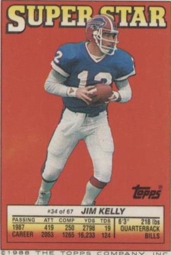 1988 Topps Super Star Sticker Back Cards Jim Kelly Pat Swilling #34
