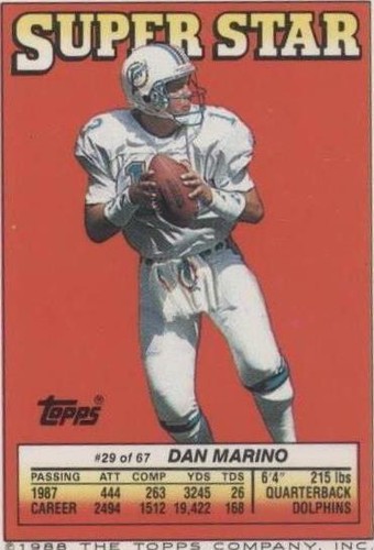 1988 Topps Super Star Sticker Back Cards Dan Marino Pat Swilling #29