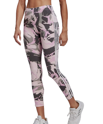 ADIDAS ESSENTIALS 3 STRIPES 7 8 LENGTH CAMO LEGGINGS UK S L XL NEW AUTHENTIC