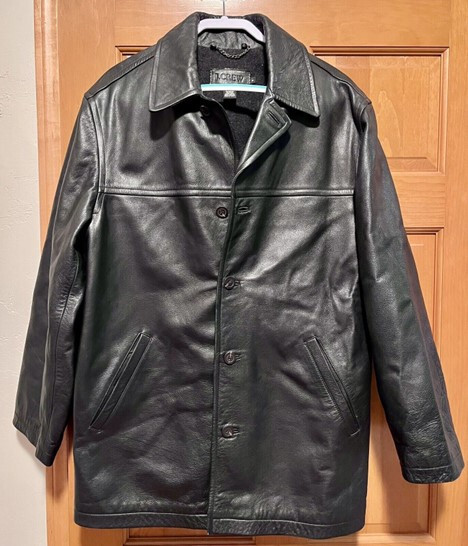 T*k様 00s j.crew real leather car coat ol J.CREW Vintage Men's Leather Black Insulated 1990s Car Coat