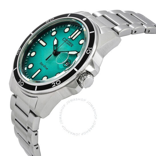 Pre-owned Citizen Eco-drive Aw1816-89l Green Analog Stainless Steel Men's Casual Watch
