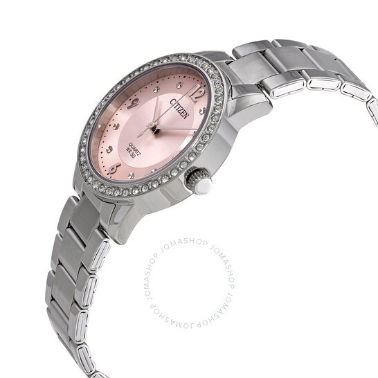 Citizen EL3090-57X Silver Tone Pink Glitter Dial Swarovski Crystals Womens Watch
