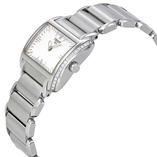 Pre-owned Tissot Ladies T-wave Stainless Steel Diamond Watch - T0233091103101