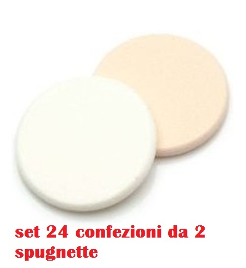 Set 24 Confezioni 2 Pezzi Spugnetta Spugna Make Up Trucco Donna Viso moc