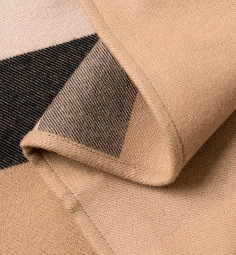 Pre-owned Burberry Fw22 Wool Check Reversible Cape Poncho Women's Khaki In Beige