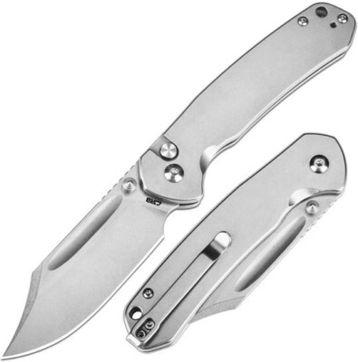 CJRB Pyrite Folding Knife 3.13'' AR-RPM9 Steel Bowie Blade SW Stainless Handle