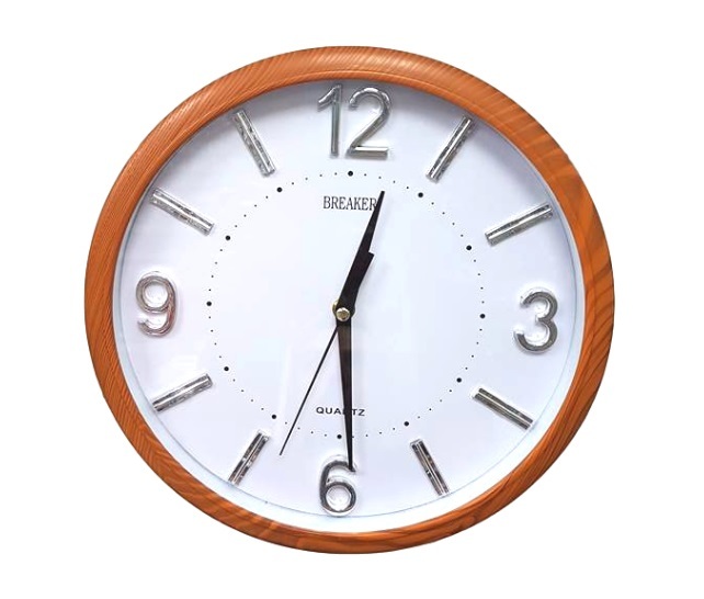 Orologio Da Parete Tondo Quarzo Muro Breaker 821 Diam 30cm Effetto Legno lac