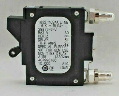 Airpax DC Circuit Breaker LELK1-1REC4-30326-20 20A 80VDC 1P *Lot of 2* Used