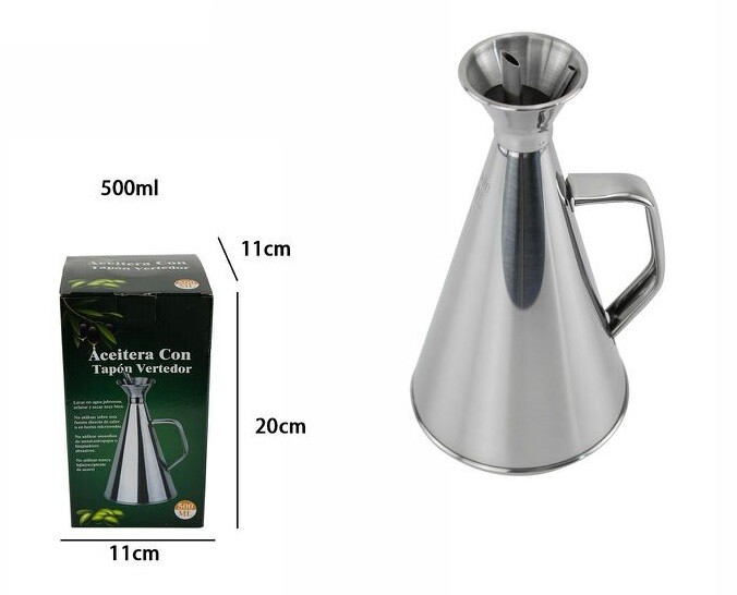 Oliera Acetiera In Acciaio Inox Cucina Contenitore Olio Aceto 500ml dfh