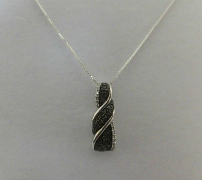 Alwand Vahan Silver Genuine Black & White Diamond Wrap Scarf Pendant           