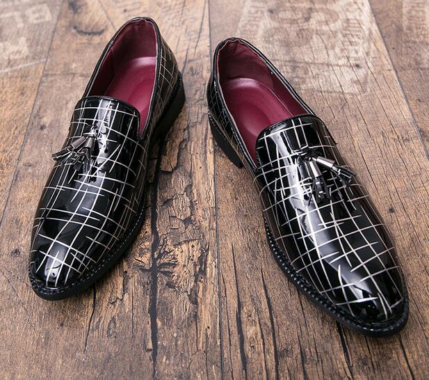 ️ Мужская повседневная обувь 2019！Men's British pointed patent leather ...
