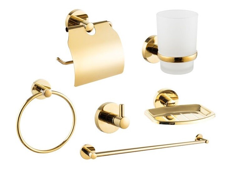 Bagno 6 Accessori Dorato Porta Asciugamano Rotolo Bicchiere Spazzolin 59681a dfh