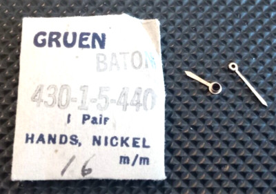 Gruen 430 431 435 440 Watch Hands Nickel Baton One Pair Genuine Gruen Watch Part