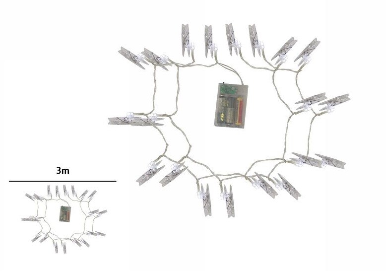 Catena Porta Foto A Batterie Mollette Fotografie 3 Metri 20 Led Luce Bianca dfh