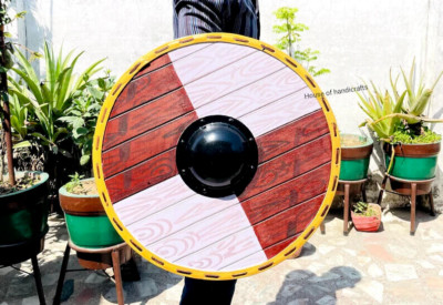 Viking Wooden Shield LARP Viking Medieval Battle Ready Shield 24'' Handmade