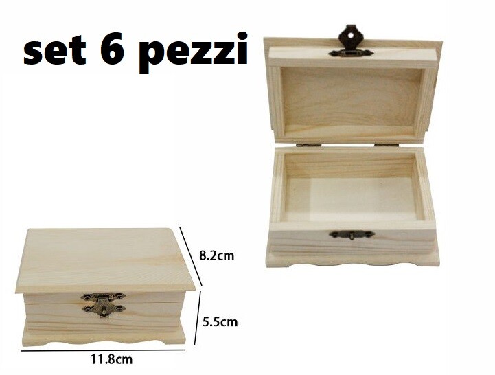 Set 6 Scatole Box Astuccio In Legno Decoupage Portagioie Cofanetto 53376a dfh