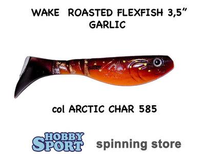 WAKE ROASTED FLEXFISH 3,5" GARLIC COL 585 ARCTIC CHAR SILICONICO SPINNING B.BASS