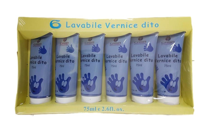 Pittura Vernice Lavabile Mani Dita Confezione 6 Pezzi Tubo 75ml Blu dfh