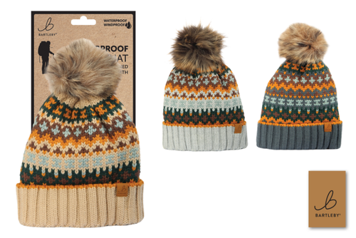 Bartleby Waterproof Sherpa Fleece Lined Nordic Hat Winter Bobble Women's WH815