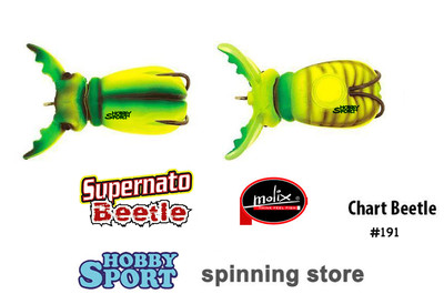 SUPERNATO  BEETLE MOLIX  COL. 191 CHART BEETLE  SPINNING BLACK BASS