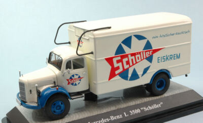 Modellino camion MERCEDES L 3500 BOX WAGON SCHOLLER ICE diecast 1:43 epoca