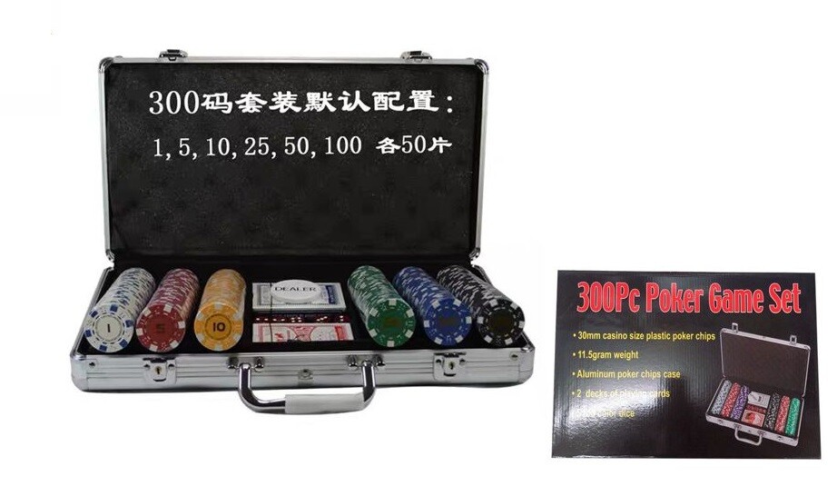 Set Poker 300 Fiches Chips 2 Mazzi Carte Gettone Deal Kit Texas Holdem cir