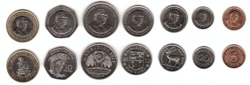 Mauritius - set 7 coins 5 20 Cents Half 1 5 10 20 Rupees 1999 - 2012 UNC