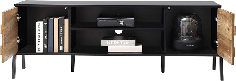 Mid-Century Modern TV Stand for 65 Inch Flat Screen Wood TV Table Media Console
