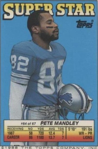 1988 Topps Super Star Sticker Back Cards Pete Mandley #64