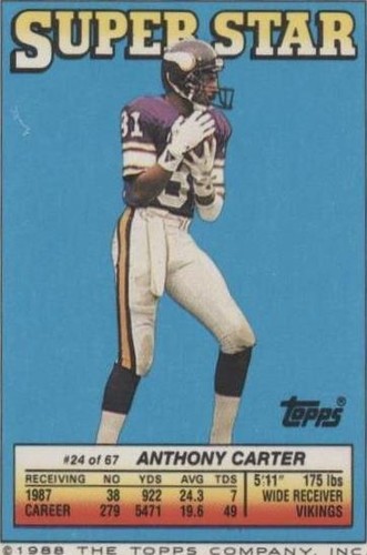 1988 Topps Super Star Sticker Back Cards Anthony Carter LeRoy Irvin Mike Merriweather #24